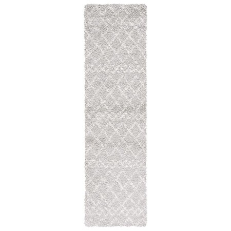 Safavieh 2 x 10 ft. Berber Shag Power Loomed Runner Area Rug; Light Grey & Cream BER165B-210